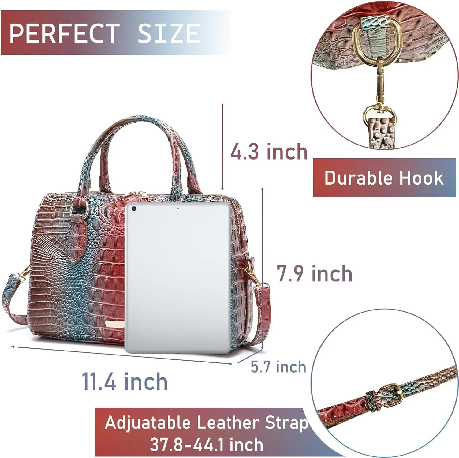 Top-Handle Crocodile Purses For Women Crossbody Leather Bags Trendy Large Capacity Tote with Shoulder Strap