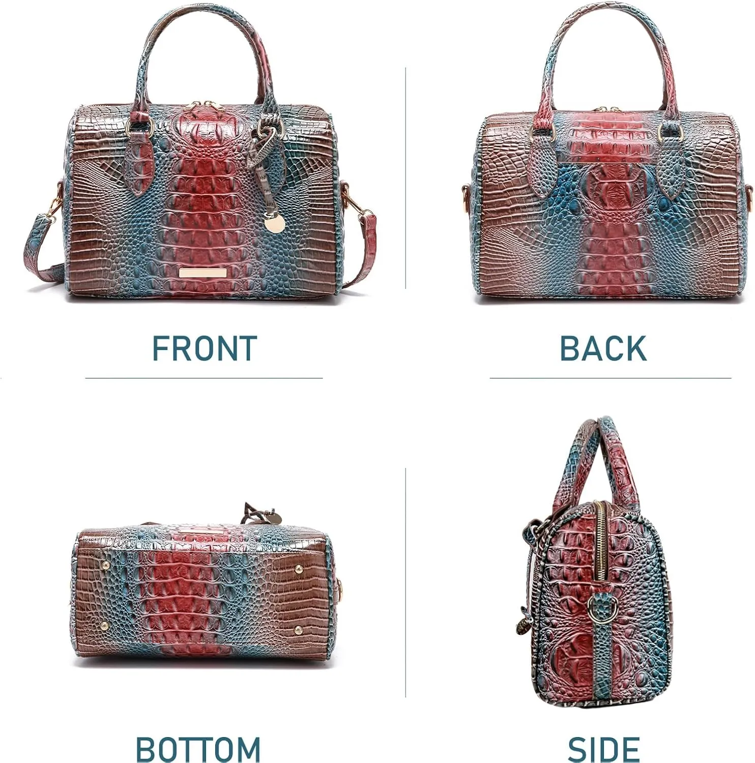 Top-Handle Crocodile Purses For Women Crossbody Leather Bags Trendy Large Capacity Tote with Shoulder Strap
