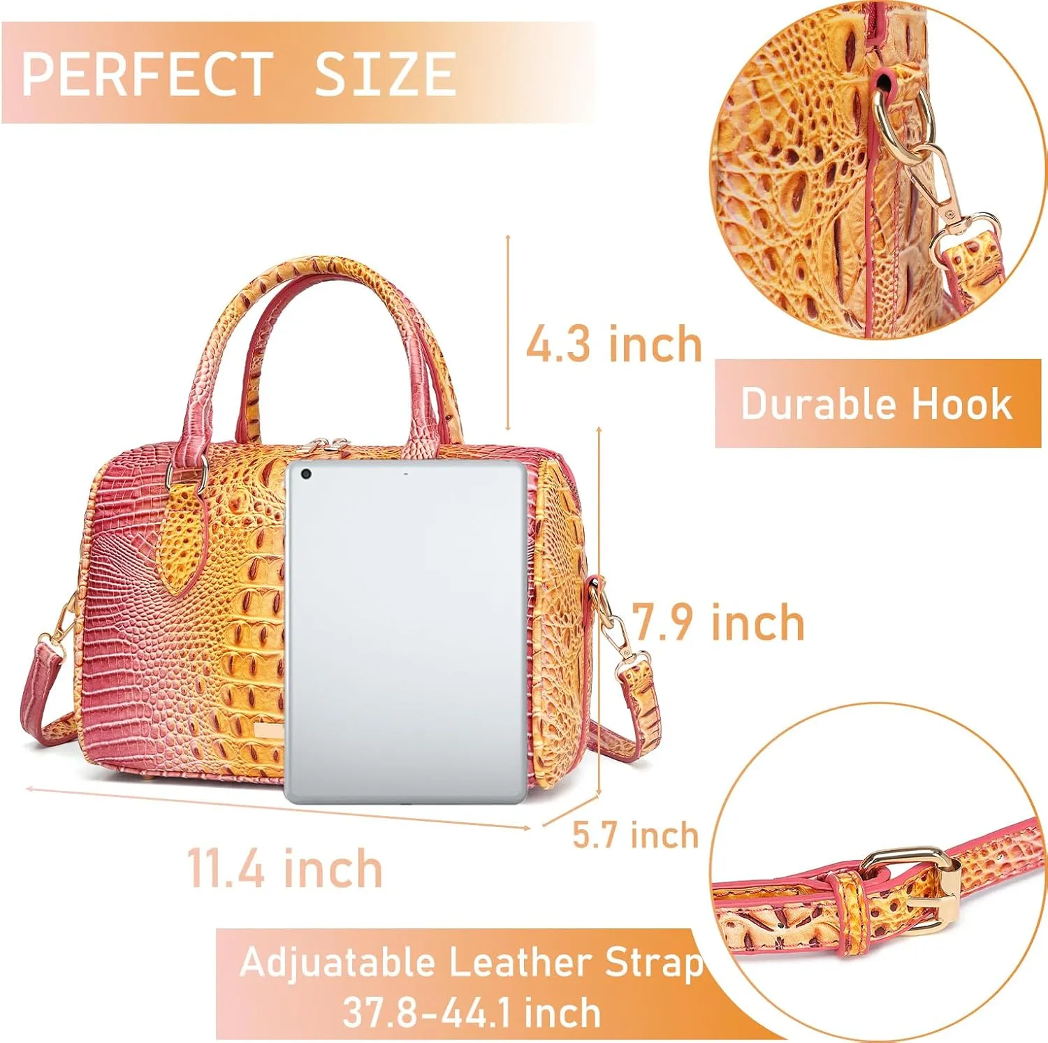 Top-Handle Crocodile Purses For Women Crossbody Leather Bags Trendy Large Capacity Tote with Shoulder Strap