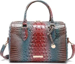 Top-Handle Crocodile Purses For Women Crossbody Leather Bags Trendy Large Capacity Tote with Shoulder Strap