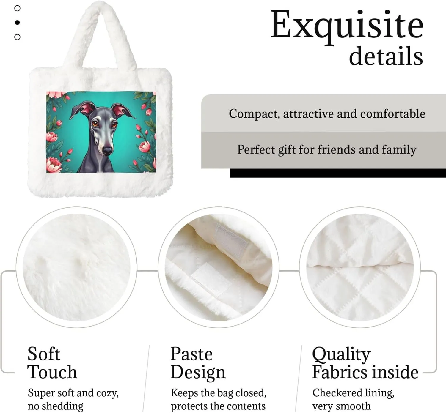 Tote Bag for Women Soft Winter Fluffy Fuzzy Furry Plush Top Handle Purse and Handbag