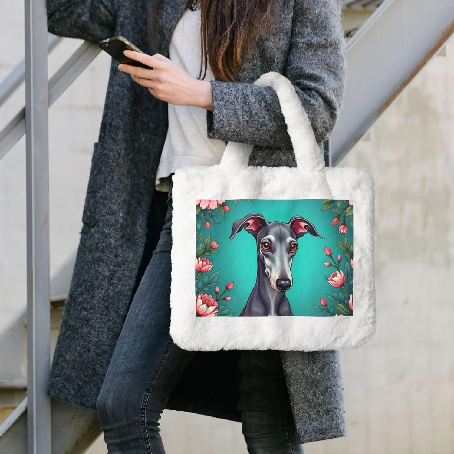 Tote Bag for Women Soft Winter Fluffy Fuzzy Furry Plush Top Handle Purse and Handbag