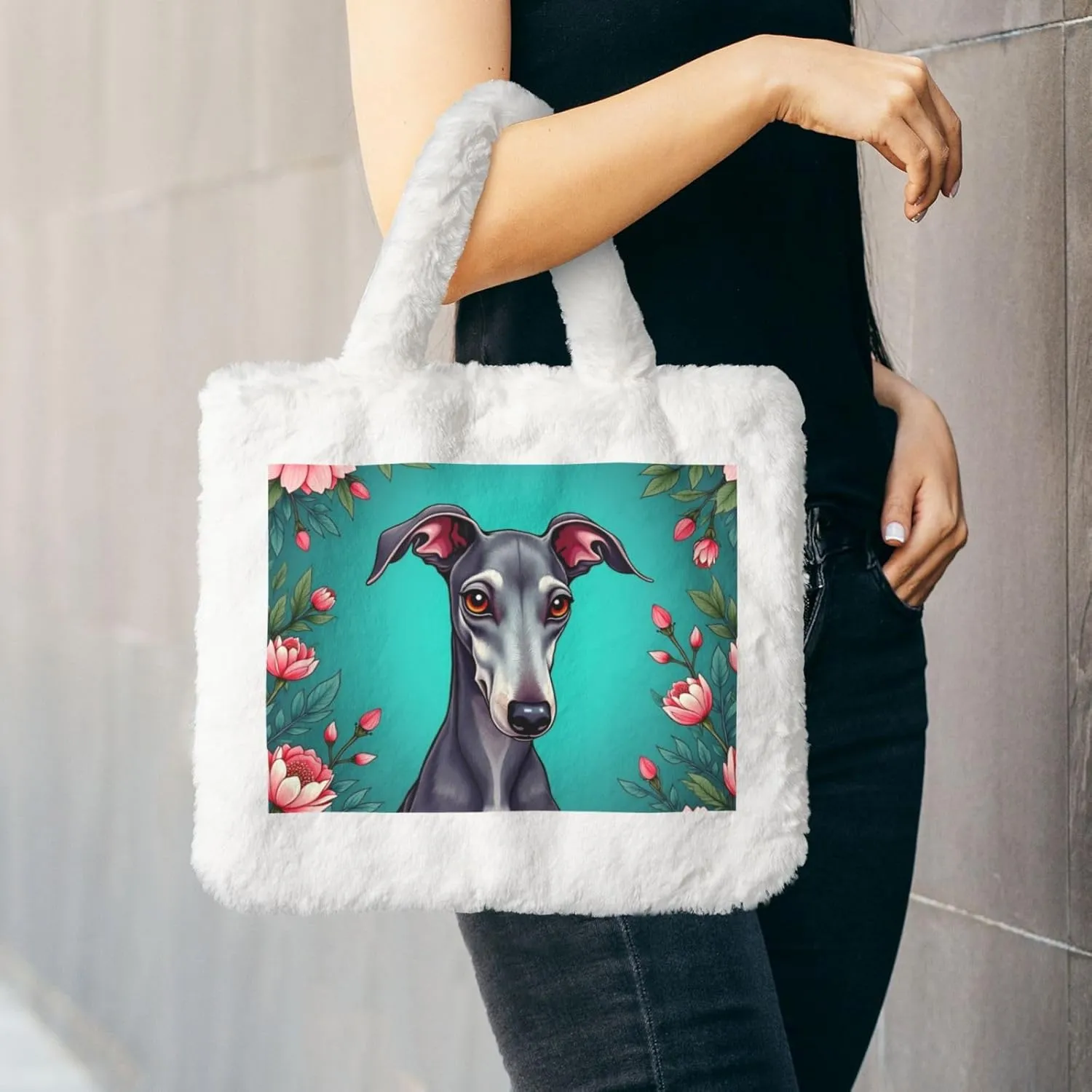 Tote Bag for Women Soft Winter Fluffy Fuzzy Furry Plush Top Handle Purse and Handbag