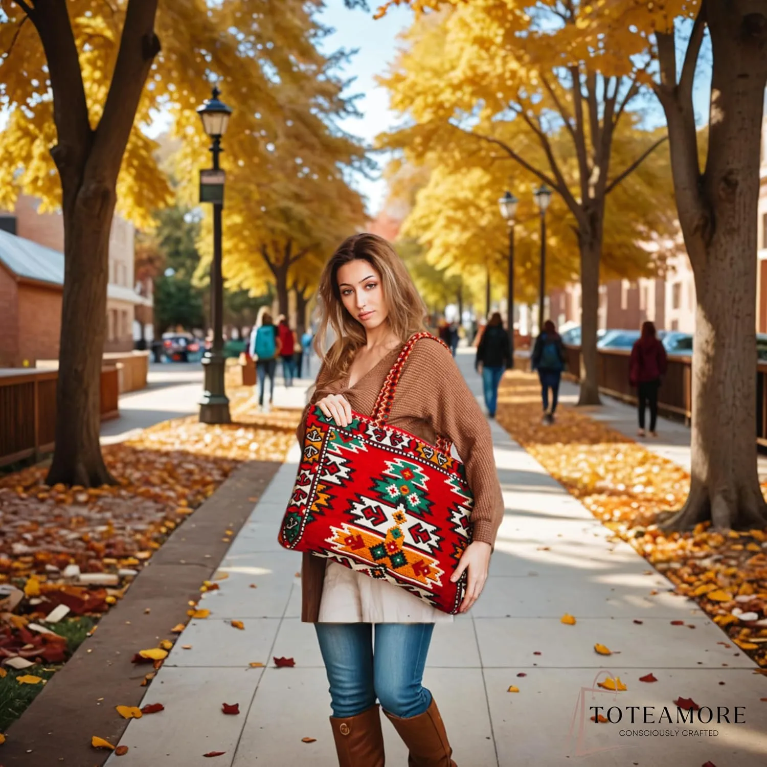 Tote Bag for Women Woven Shoulder Bag Gym Travel Weekender Cute Tote with Compartments Fits 17-Inch Laptop