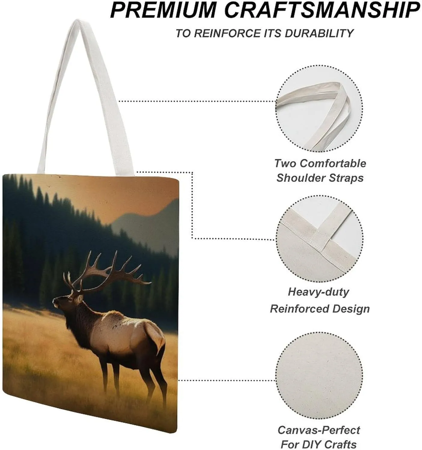 Tote Bag Laptop Handbag Elk In The Meadow Grocery Bag Canvas Shoulder Bag Crossbody Bag for Travel