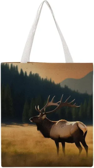 Tote Bag Laptop Handbag Elk In The Meadow Grocery Bag Canvas Shoulder Bag Crossbody Bag for Travel