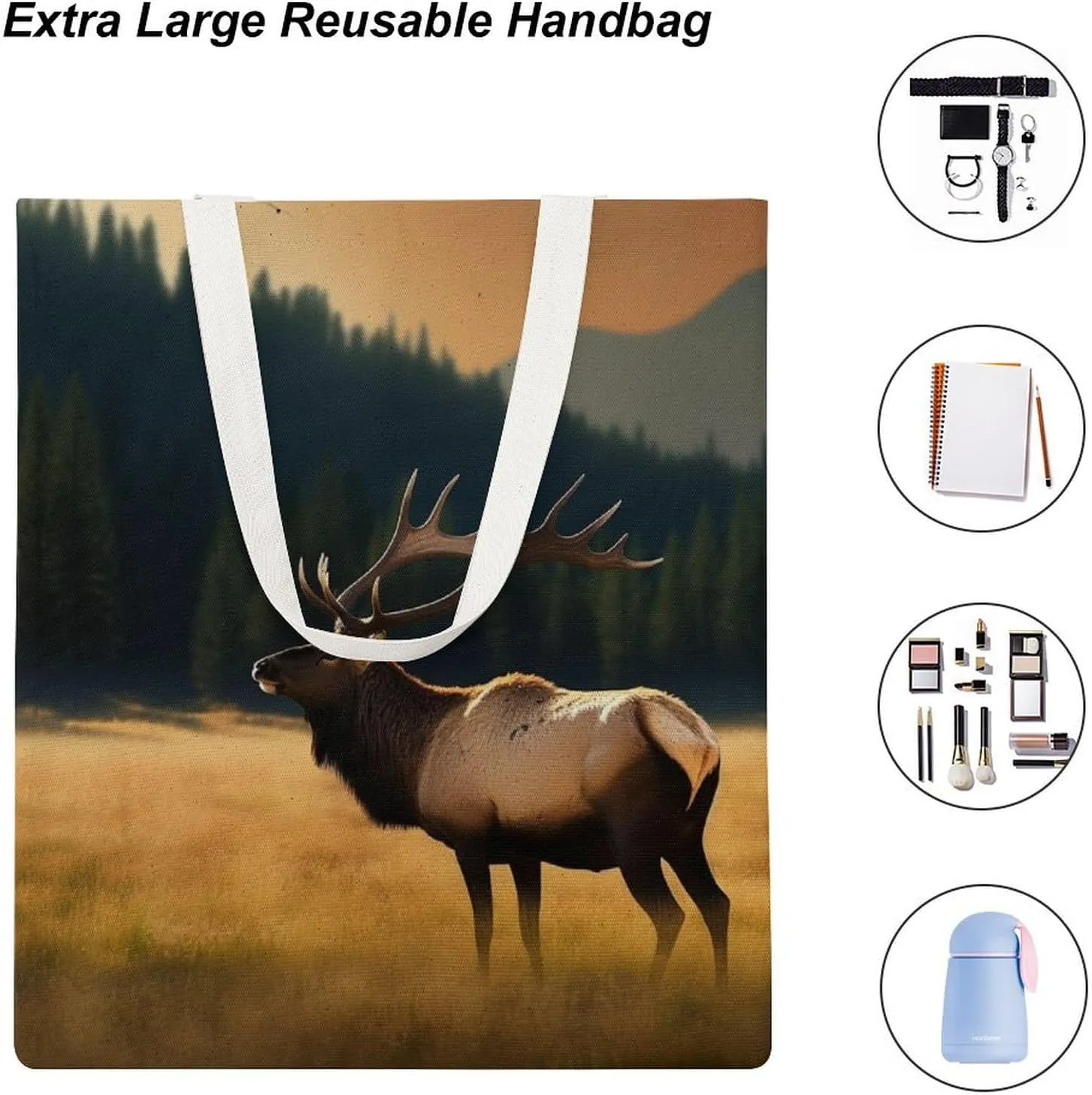 Tote Bag Laptop Handbag Elk In The Meadow Grocery Bag Canvas Shoulder Bag Crossbody Bag for Travel