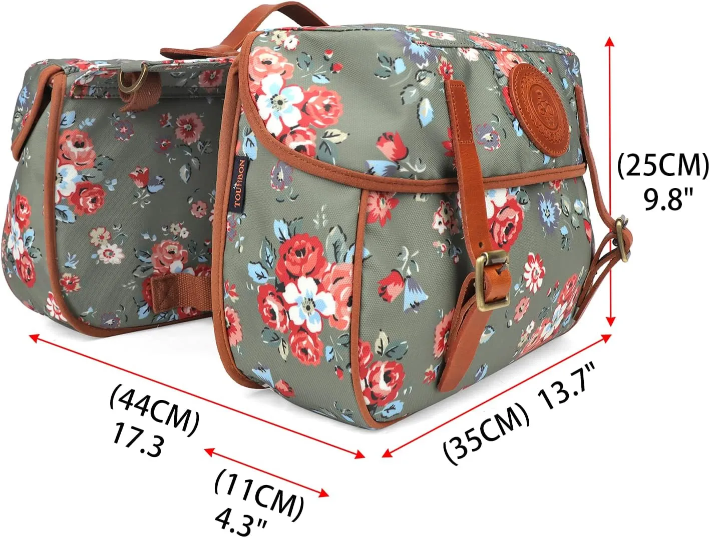TOURBON Waterproof Canvas Bicycle Bike Rear Seat Carrier Bag Cycling Double Pannier Bag Pack