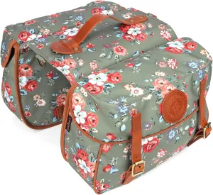 TOURBON Waterproof Canvas Bicycle Bike Rear Seat Carrier Bag Cycling Double Pannier Bag Pack