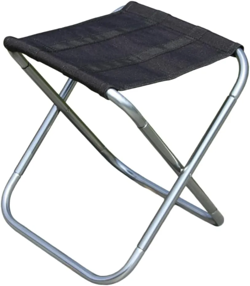 Toyvian Outdoor Lightweight Folding Stool Portable Collapsible Chair for Camping Fishing BBQ Travel Beach Durable Black Silver