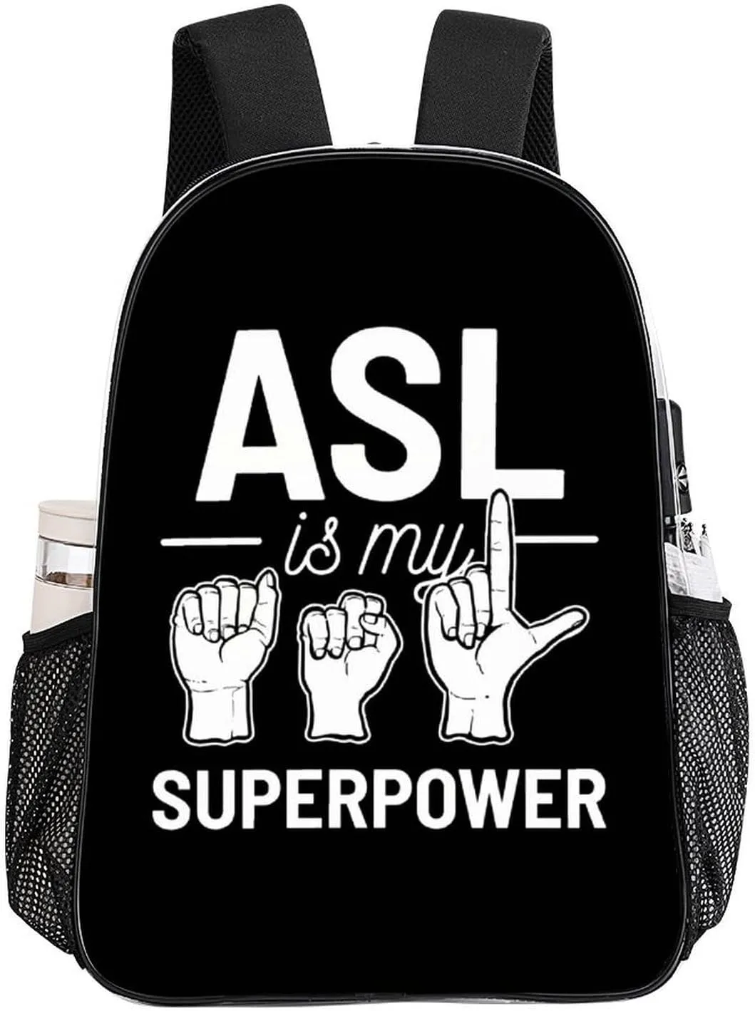 Transparent Daypack Backpack for Climbing Outdoors Running - Big Capacity Multipurpose Anti-Theft Bookbag, Asl Is My Superpower American Sign Language Art Travel Hiking & Camping Rucksack