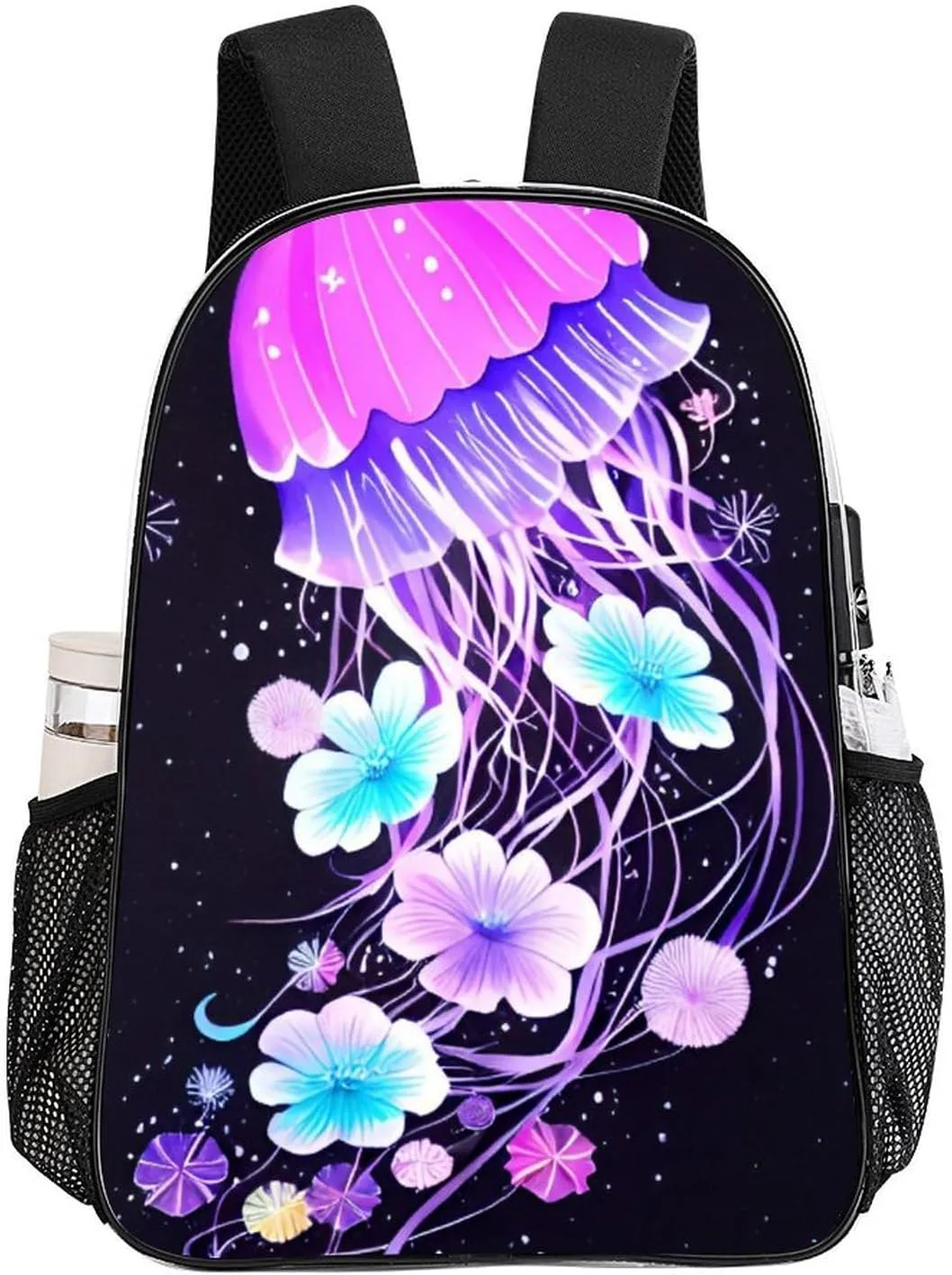 Transparent Daypack Backpack for Climbing Outdoors Running - Big Capacity Multipurpose Anti-Theft Bookbag, Magic Flowers Ocean The Jellyfish Pattern Travel Hiking & Camping Rucksack