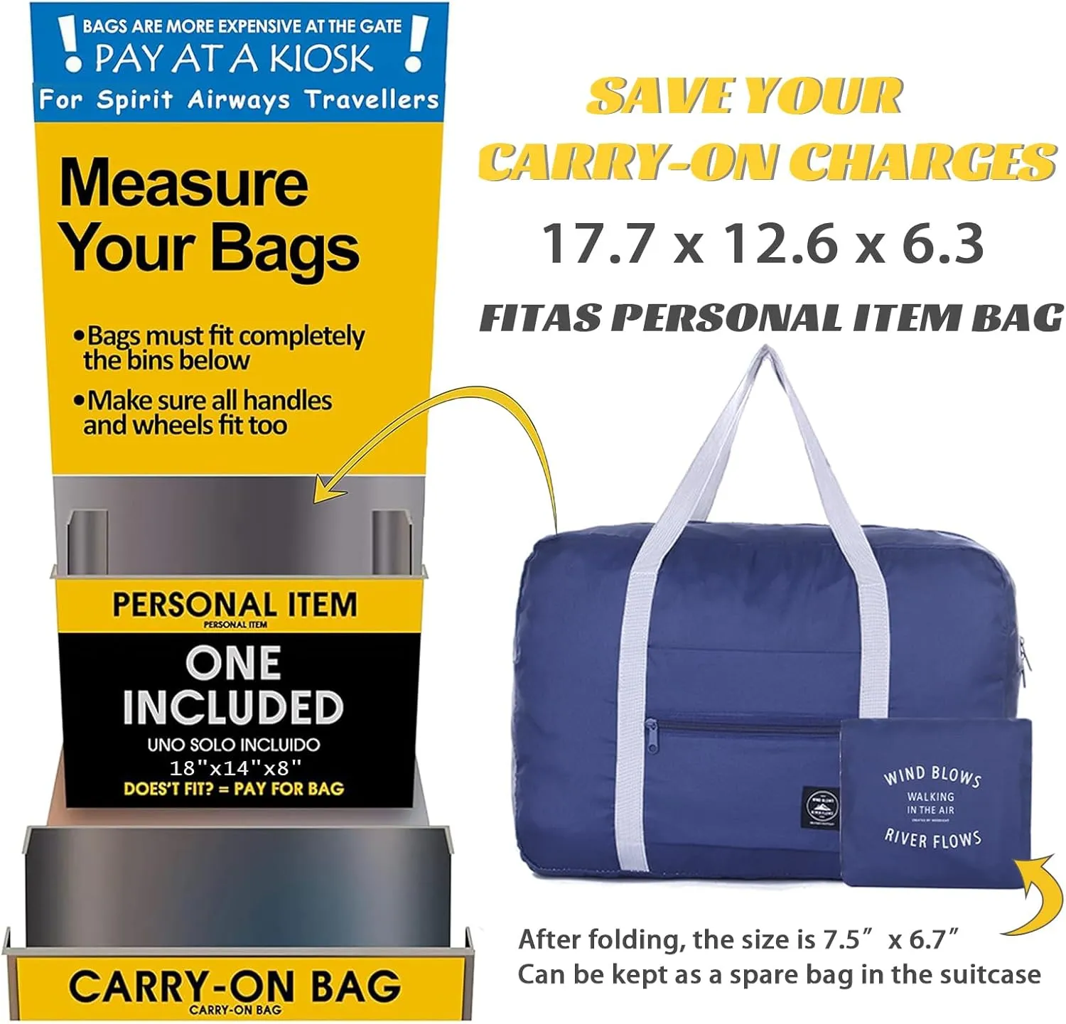 Travel Bag 12 Packes Carry on Luggage Foldable Duffel Bag Sports Gym Bag Weekender Overnight Bag Water Resistant Nylon Travel Duffel for Men Women (Blue 12PCS)