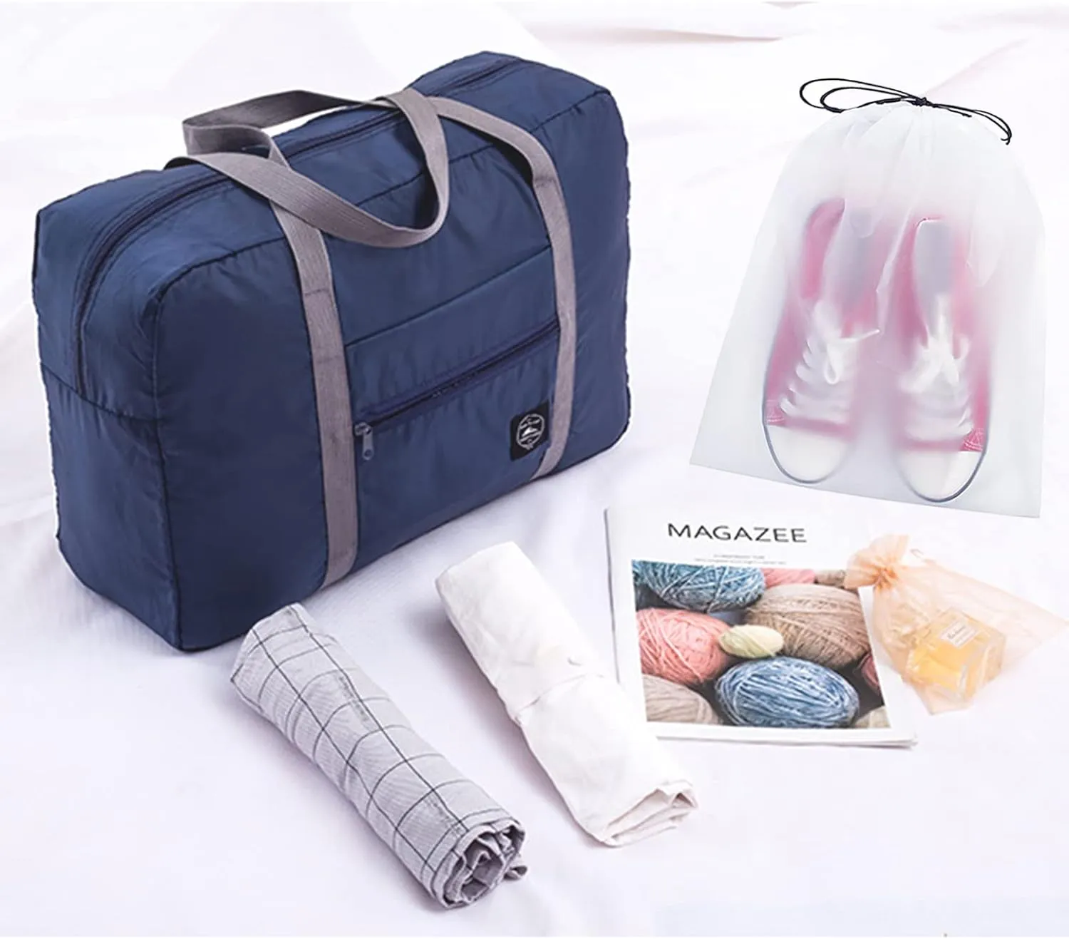 Travel Bag 12 Packes Carry on Luggage Foldable Duffel Bag Sports Gym Bag Weekender Overnight Bag Water Resistant Nylon Travel Duffel for Men Women (Blue 12PCS)