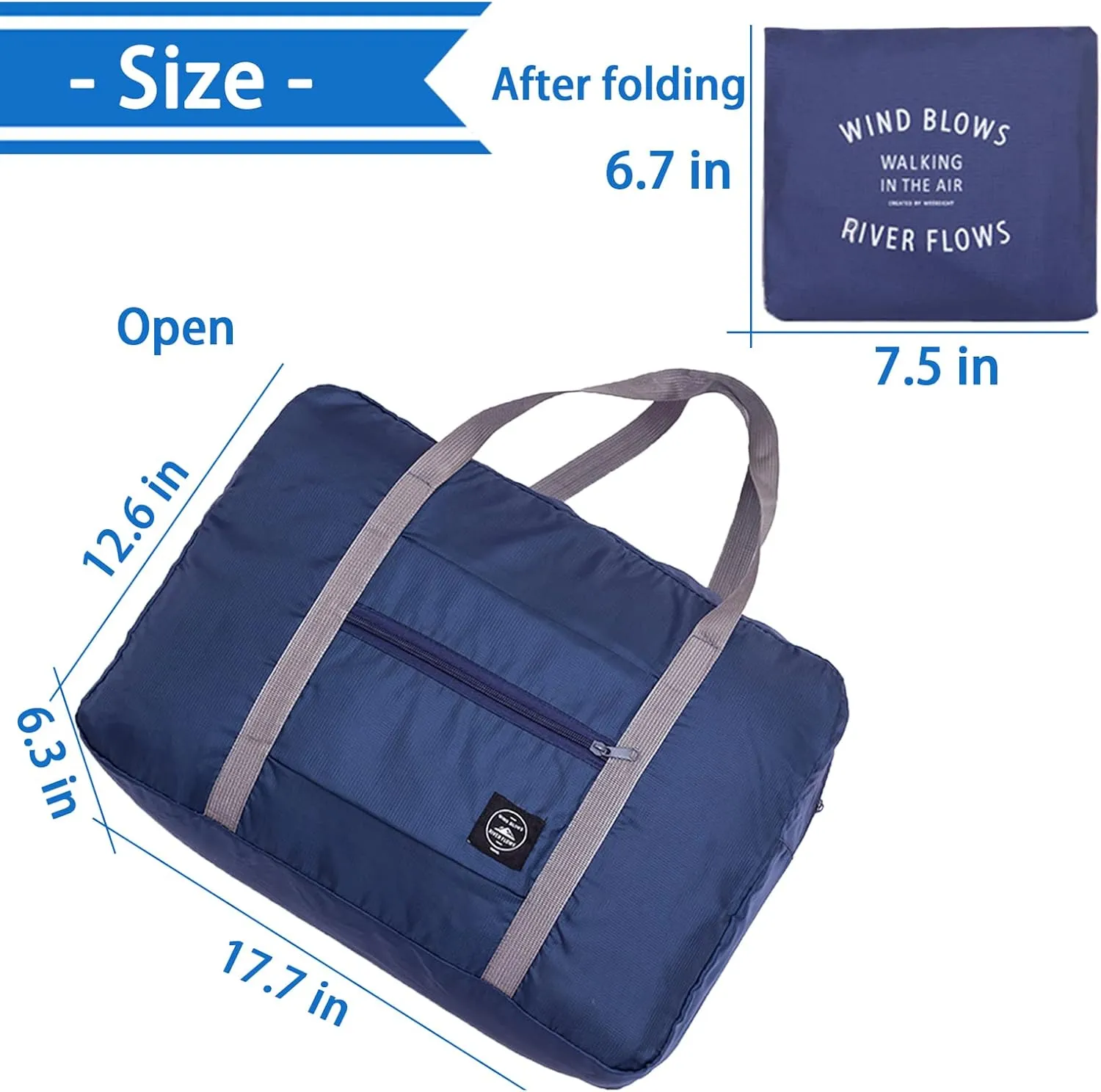 Travel Bag 12 Packes Carry on Luggage Foldable Duffel Bag Sports Gym Bag Weekender Overnight Bag Water Resistant Nylon Travel Duffel for Men Women (Blue 12PCS)