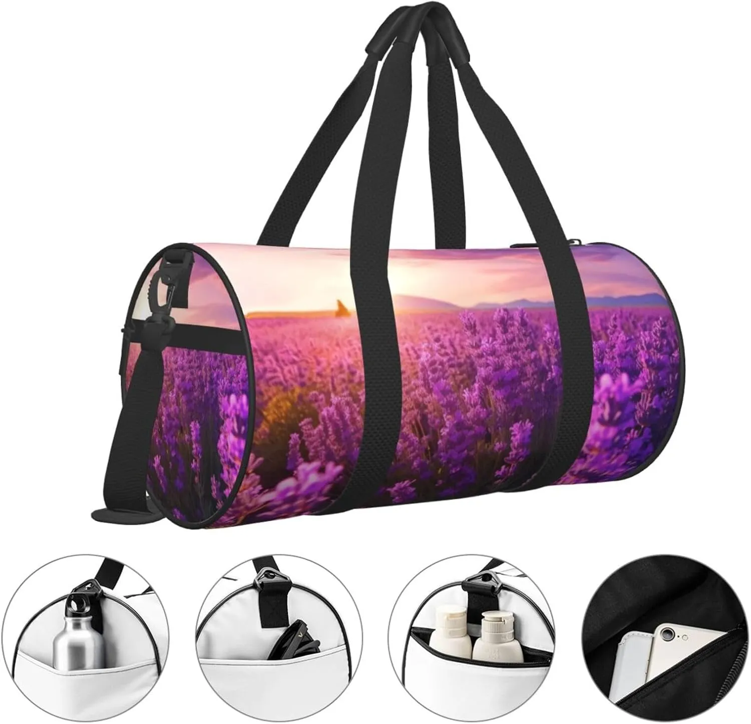 Travel Bag For Women,Lavender Print Personal Item Duffle Bags,Weekend Travel Duffel Tote Bag,Travel Sport Gym Bag For Men,Airplane Travel Essentials For Flying