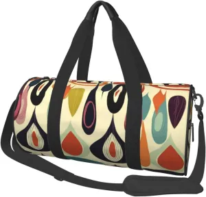 Travel Bag For Women,Mid Century Modern Retro With Drop Shapes Print Personal Item Duffle Bags,Weekend Travel Duffel Tote Bag,Travel Sport Gym Bag For Men,Airplane Travel Essentials For Flying