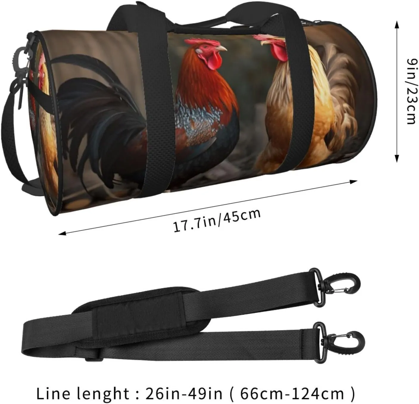 Travel Bag For Women,Rooster And Chicken Print Personal Item Duffle Bags,Weekend Travel Duffel Tote Bag,Travel Sport Gym Bag For Men,Airplane Travel Essentials For Flying