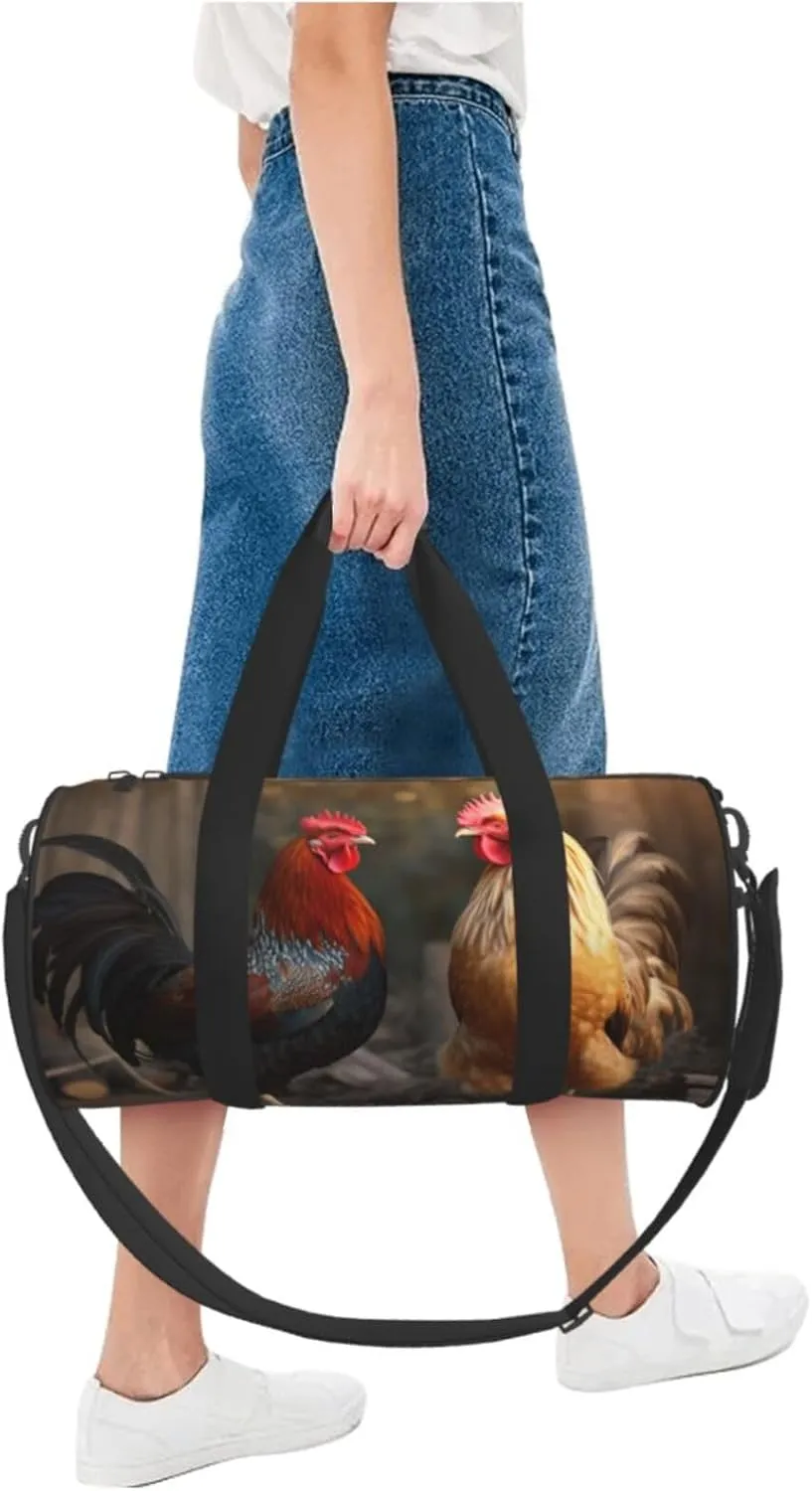 Travel Bag For Women,Rooster And Chicken Print Personal Item Duffle Bags,Weekend Travel Duffel Tote Bag,Travel Sport Gym Bag For Men,Airplane Travel Essentials For Flying
