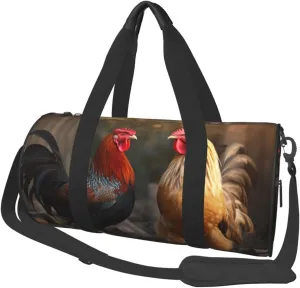 Travel Bag For Women,Rooster And Chicken Print Personal Item Duffle Bags,Weekend Travel Duffel Tote Bag,Travel Sport Gym Bag For Men,Airplane Travel Essentials For Flying