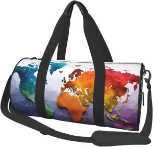 Travel Duffel Bag Color World Map Weekender Overnight Bag For Men Women Large Capacity Sports Gym Bag Canvas Carry On Tote Bags For Travel Yoga