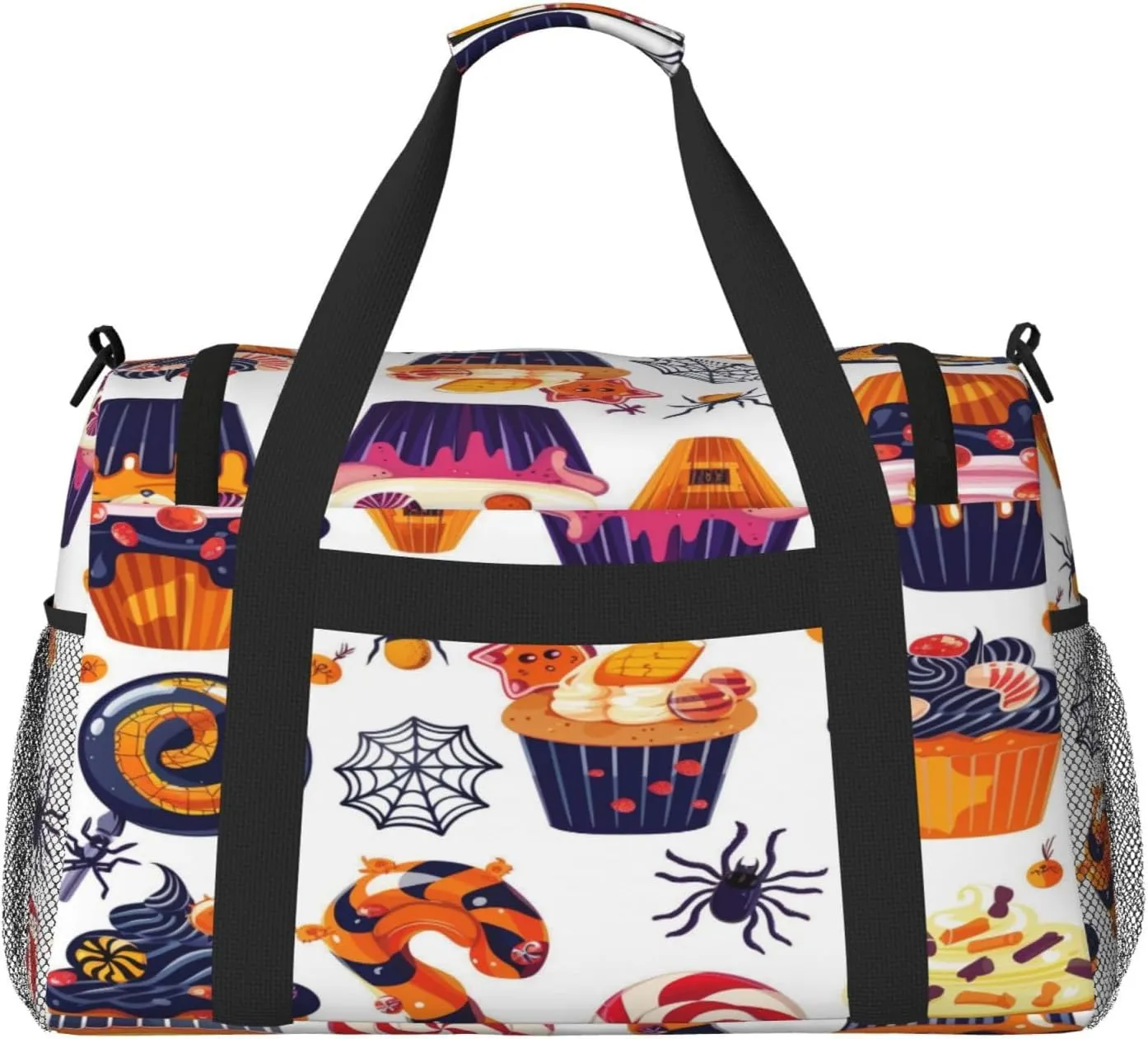 Travel Duffel Bag For Men Women, Halloween Cakes Candy Pattern Carry On Sport Gym Bag With Shoulder Strap Lightweight Waterproof Weekender Bag Overnight Bag