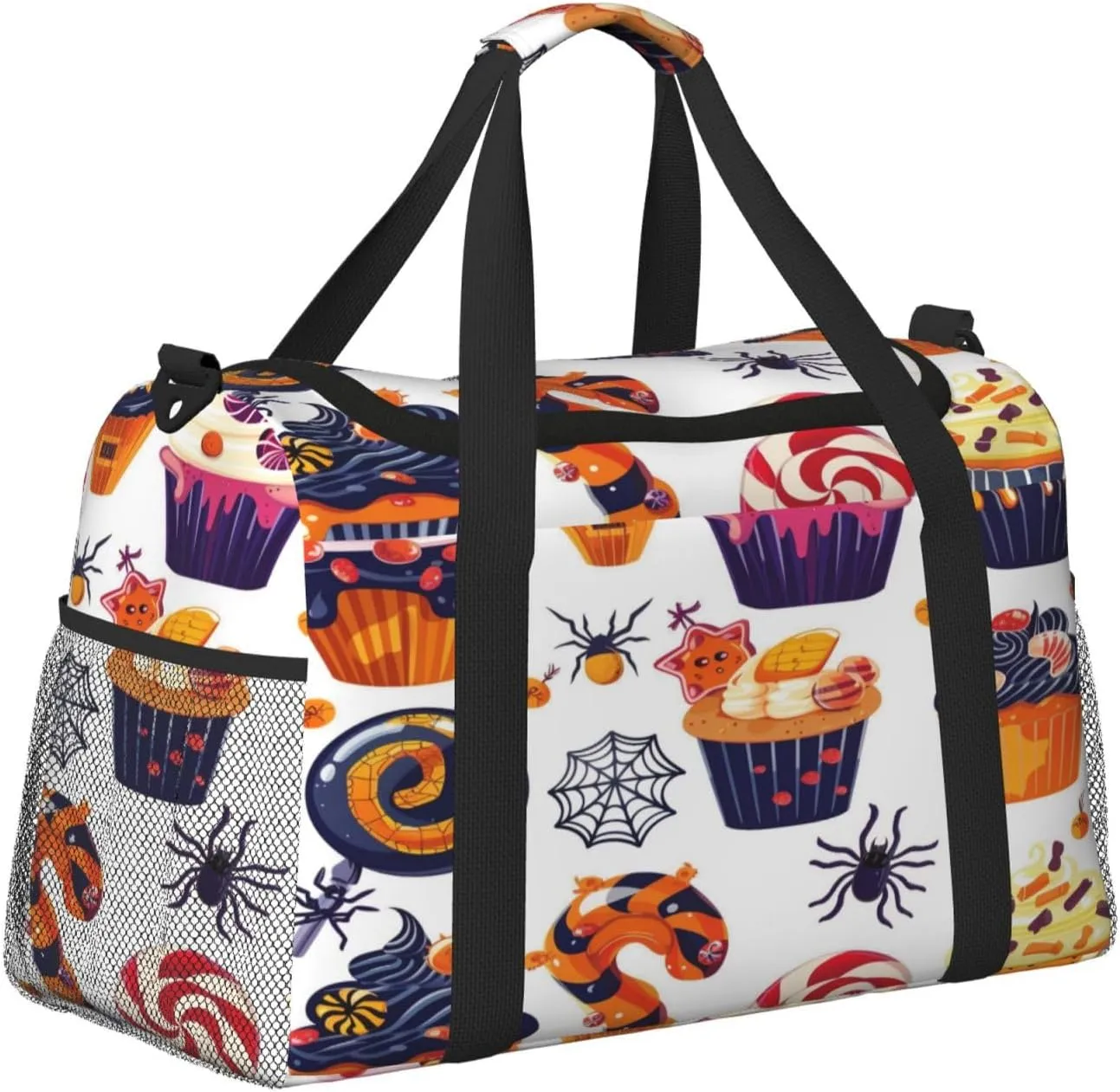 Travel Duffel Bag For Men Women, Halloween Cakes Candy Pattern Carry On Sport Gym Bag With Shoulder Strap Lightweight Waterproof Weekender Bag Overnight Bag