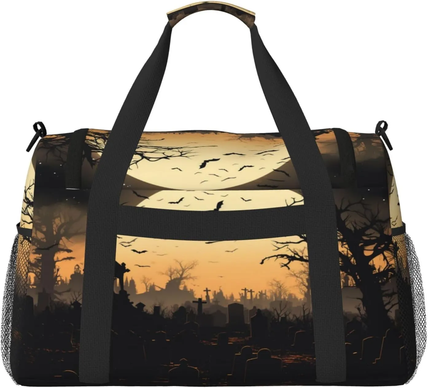 Travel Duffel Bag For Men Women, Halloween Moon Night Bats Tree Carry On Sport Gym Bag With Shoulder Strap Lightweight Waterproof Weekender Bag Overnight Bag