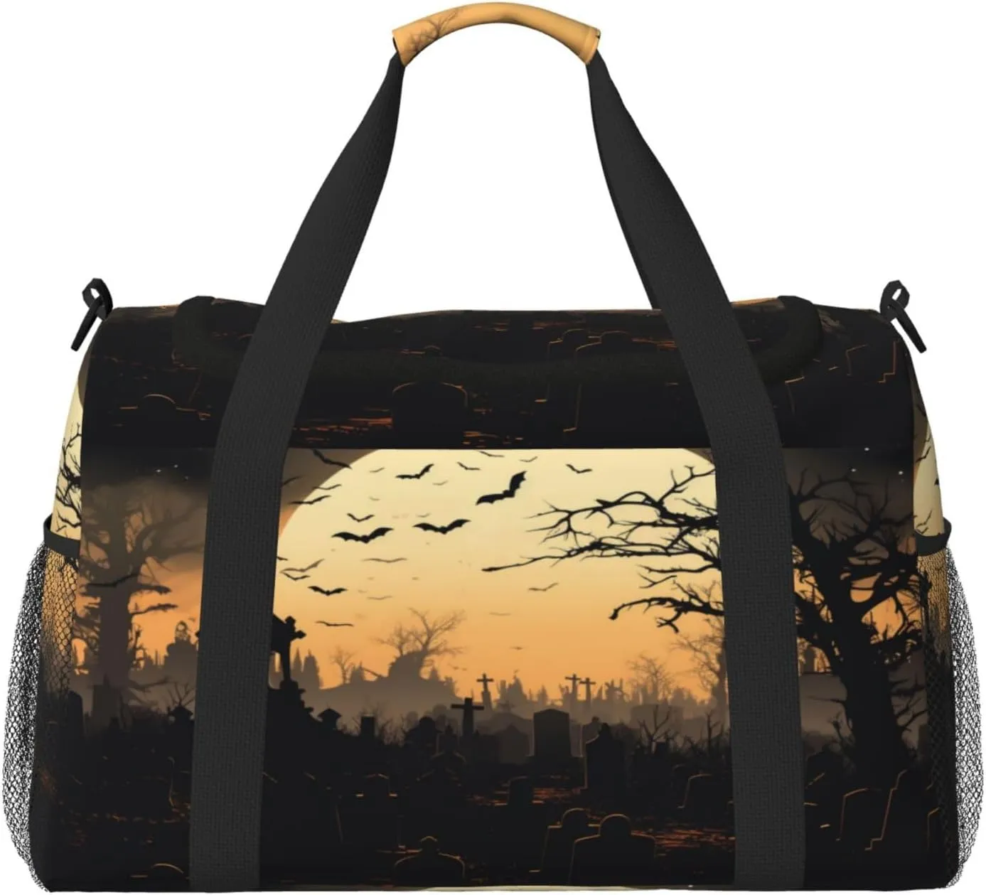 Travel Duffel Bag For Men Women, Halloween Moon Night Bats Tree Carry On Sport Gym Bag With Shoulder Strap Lightweight Waterproof Weekender Bag Overnight Bag