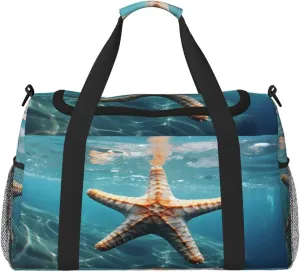 Travel Duffel Bag For Men Women, Ocean Sea Starfish Carry On Sport Gym Bag With Shoulder Strap Lightweight Waterproof Weekender Bag Overnight Bag