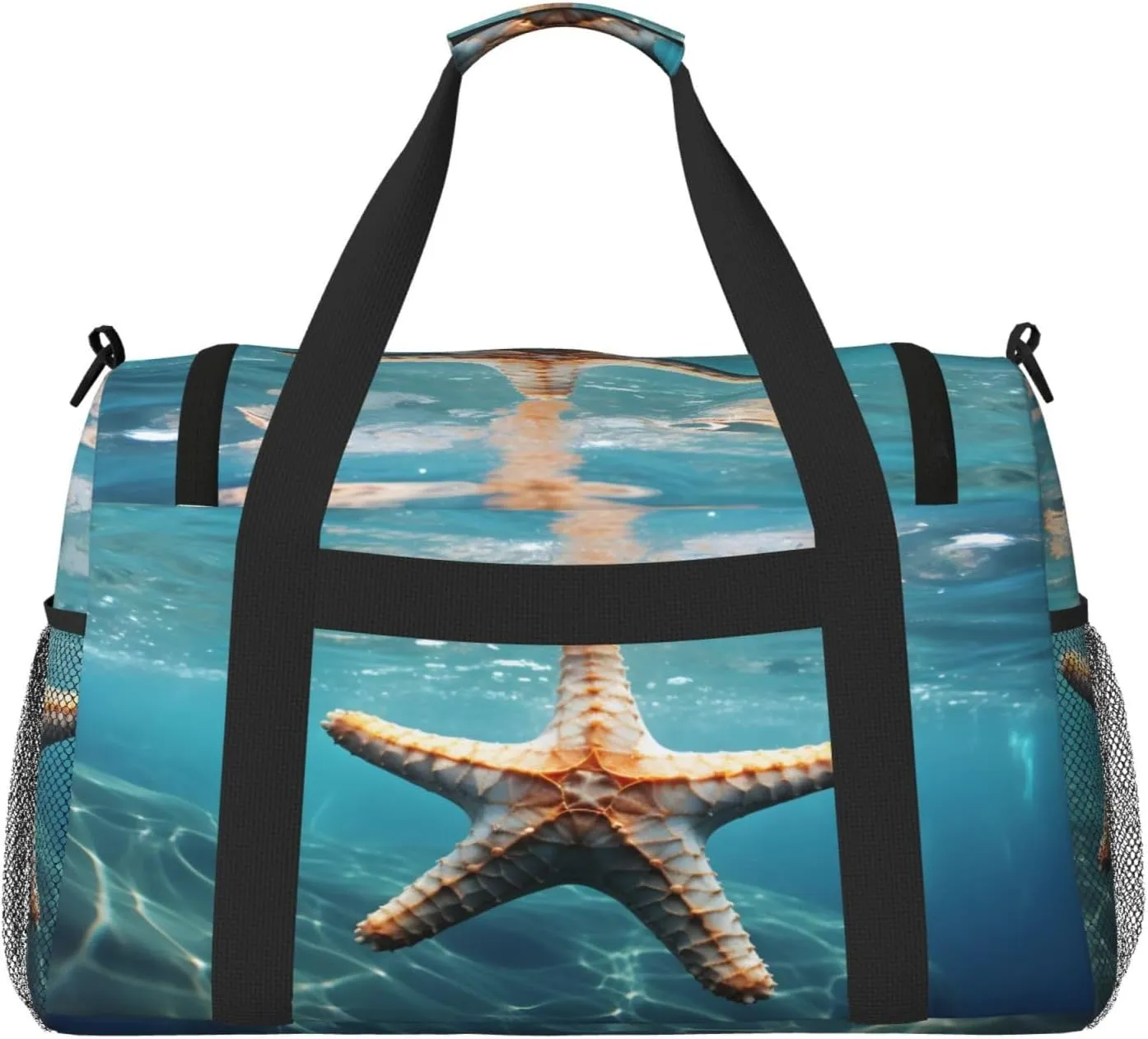 Travel Duffel Bag For Men Women, Ocean Sea Starfish Carry On Sport Gym Bag With Shoulder Strap Lightweight Waterproof Weekender Bag Overnight Bag
