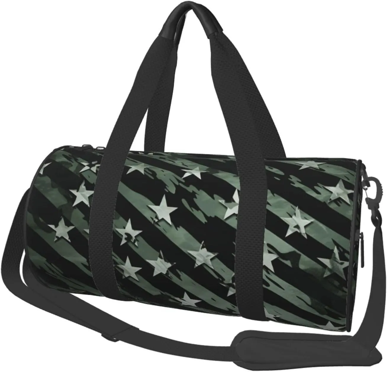 Travel Duffel Bag Green Black Stars And Stripes Weekender Overnight Bag For Men Women Large Capacity Sports Gym Bag Canvas Carry On Tote Bags For Travel Yoga