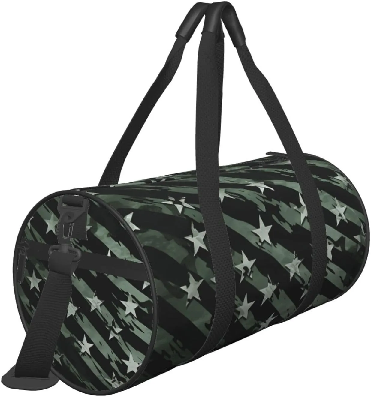 Travel Duffel Bag Green Black Stars And Stripes Weekender Overnight Bag For Men Women Large Capacity Sports Gym Bag Canvas Carry On Tote Bags For Travel Yoga
