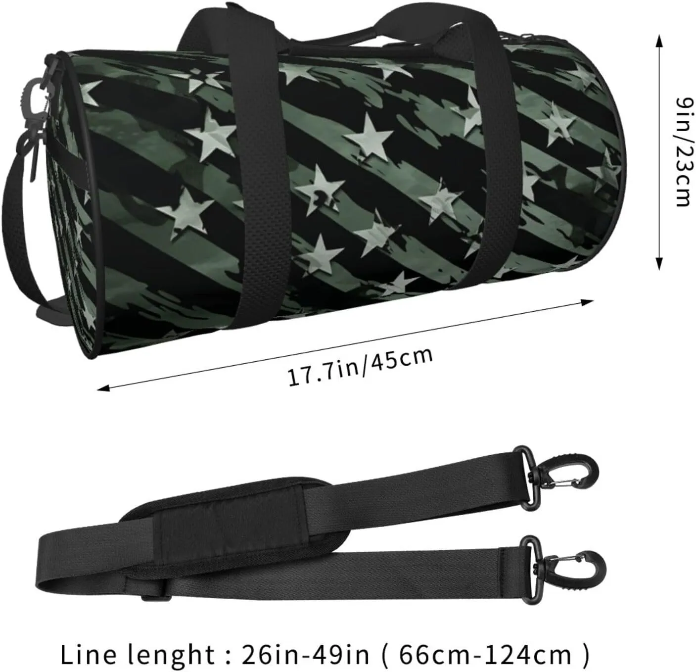 Travel Duffel Bag Green Black Stars And Stripes Weekender Overnight Bag For Men Women Large Capacity Sports Gym Bag Canvas Carry On Tote Bags For Travel Yoga