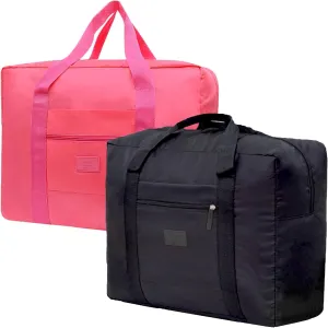 Travel Duffel Bag Lightweight Foldable Travel Bag for Women and Men Waterproof Tote Carry On LuggageWeekender Overnight Bag (Red Black)