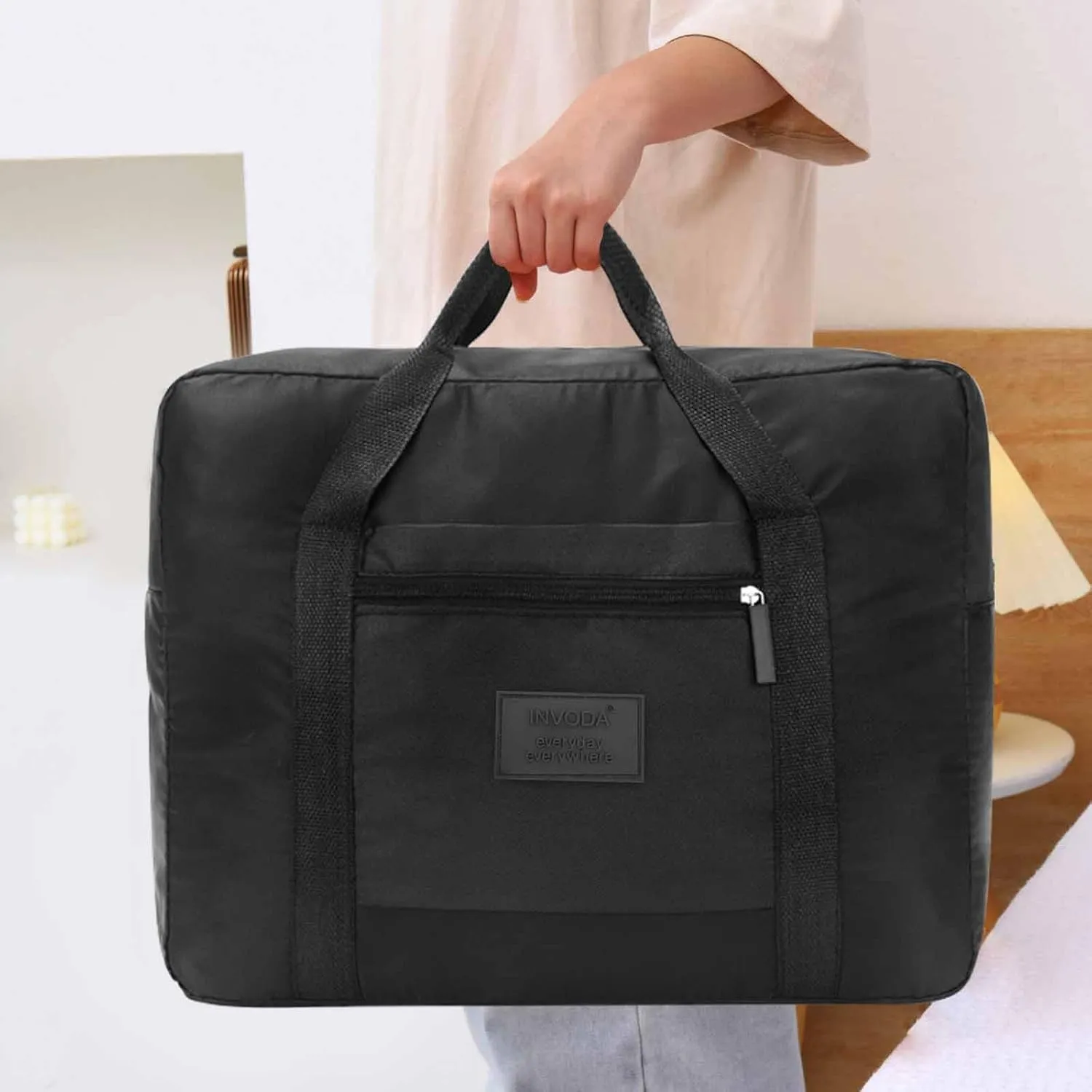 Travel Duffel Bag Lightweight Foldable Travel Bag for Women and Men Waterproof Tote Carry On LuggageWeekender Overnight Bag (Red Black)