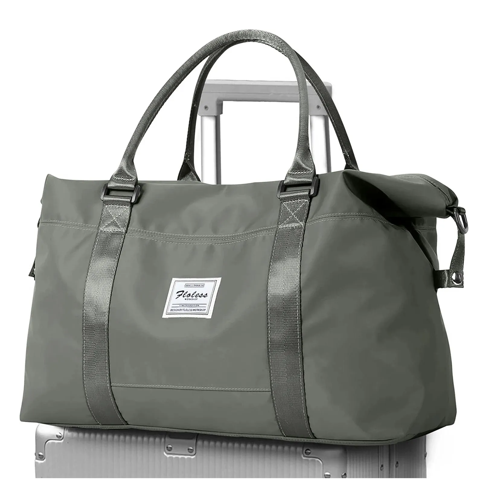 Travel Duffel Bag, Sports Tote Gym Bag, Shoulder Weekender Overnight Bags for Women with Trolley Sleeve, Foldable Carry on Bag