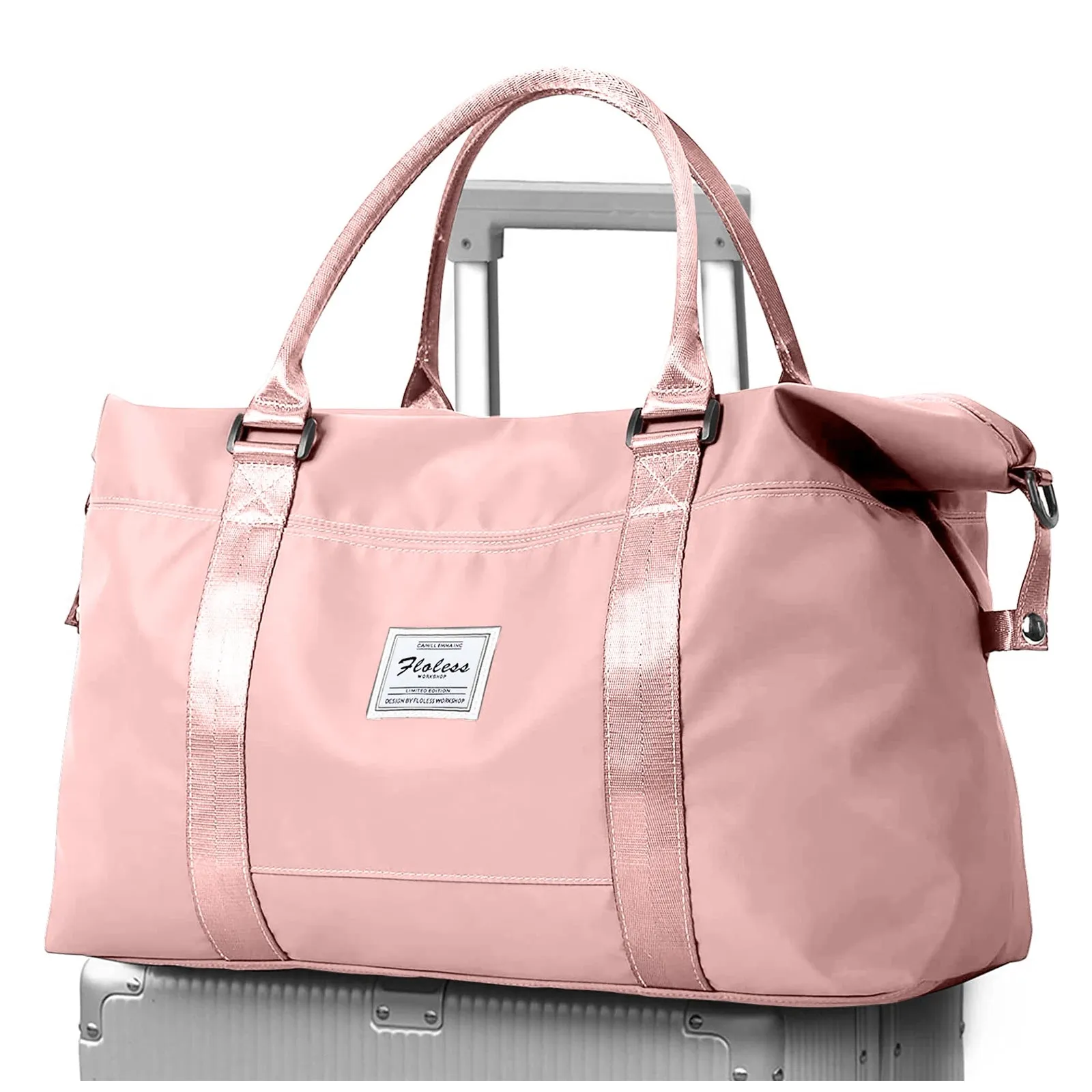 Travel Duffel Bag, Sports Tote Gym Bag, Shoulder Weekender Overnight Bags for Women with Trolley Sleeve, Foldable Carry on Bag