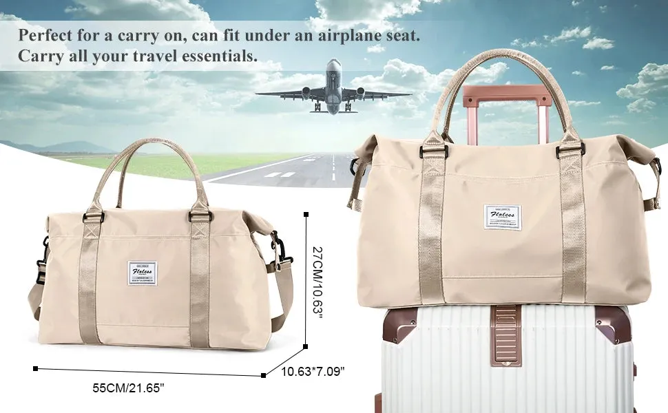 Travel Duffel Bag, Sports Tote Gym Bag, Shoulder Weekender Overnight Bags for Women with Trolley Sleeve, Foldable Carry on Bag
