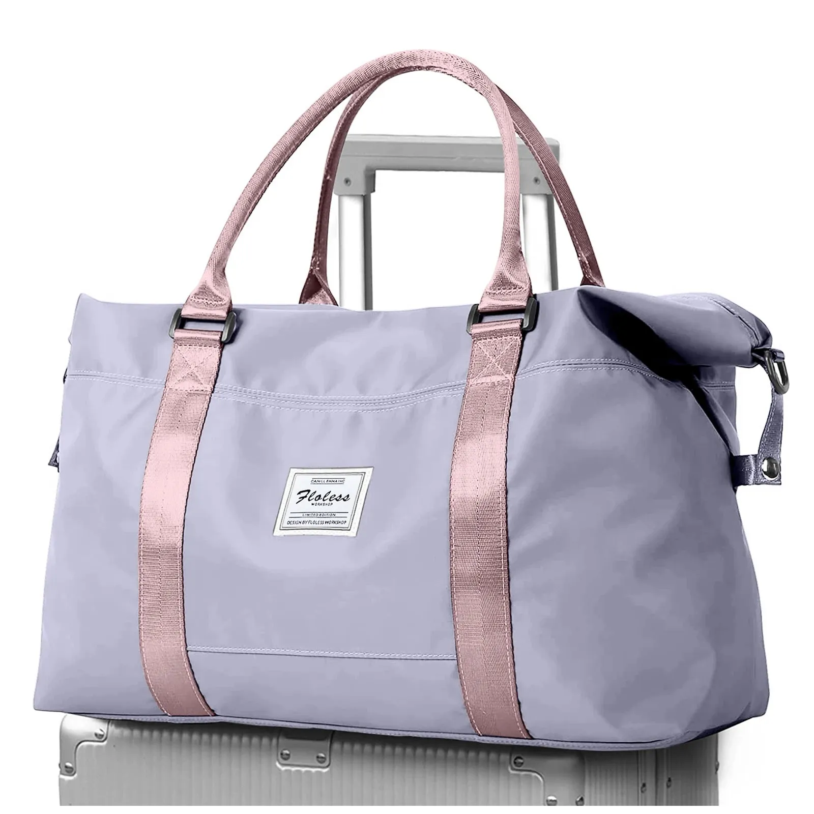 Travel Duffel Bag, Sports Tote Gym Bag, Shoulder Weekender Overnight Bags for Women with Trolley Sleeve, Foldable Carry on Bag