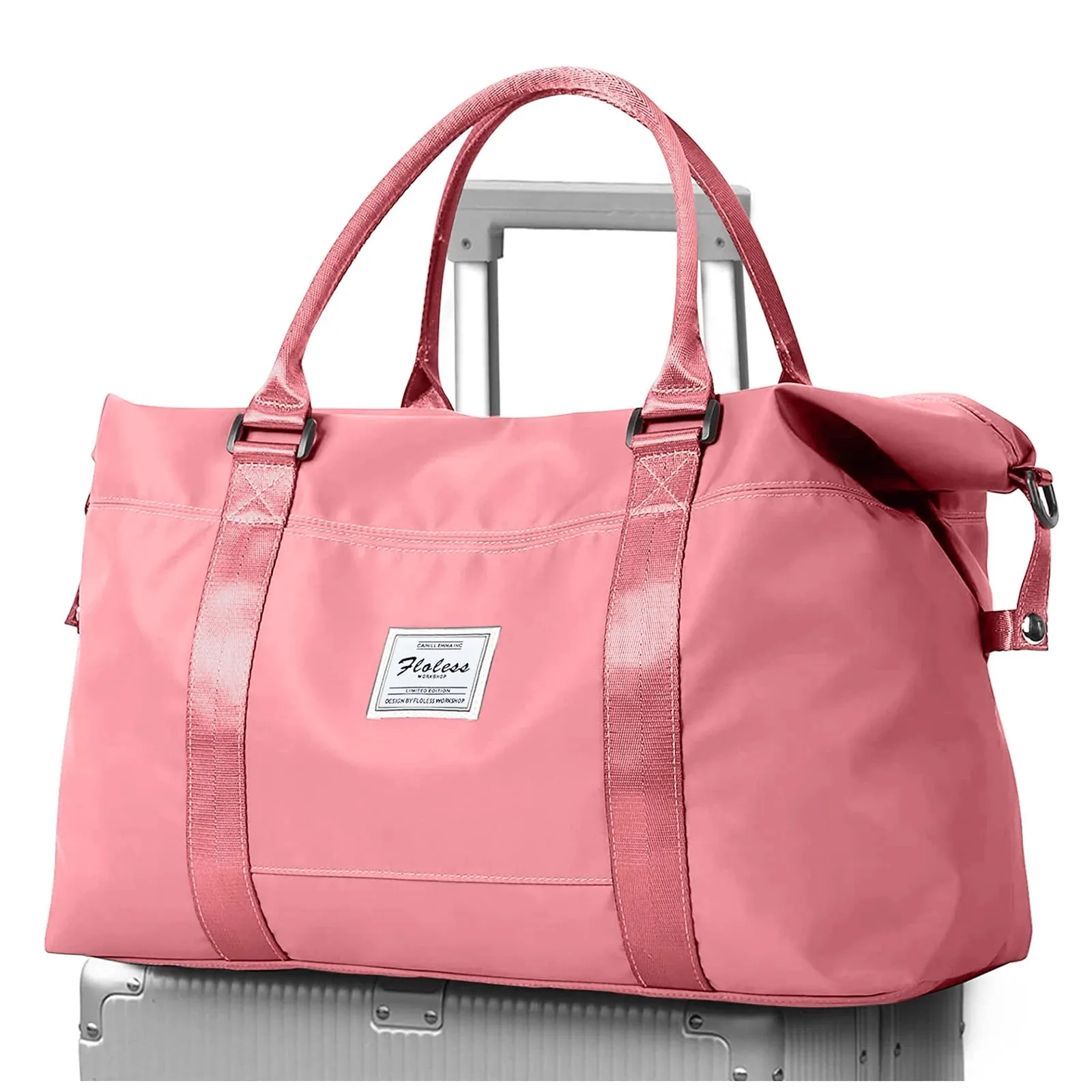 Travel Duffel Bag, Sports Tote Gym Bag, Shoulder Weekender Overnight Bags for Women with Trolley Sleeve, Foldable Carry on Bag