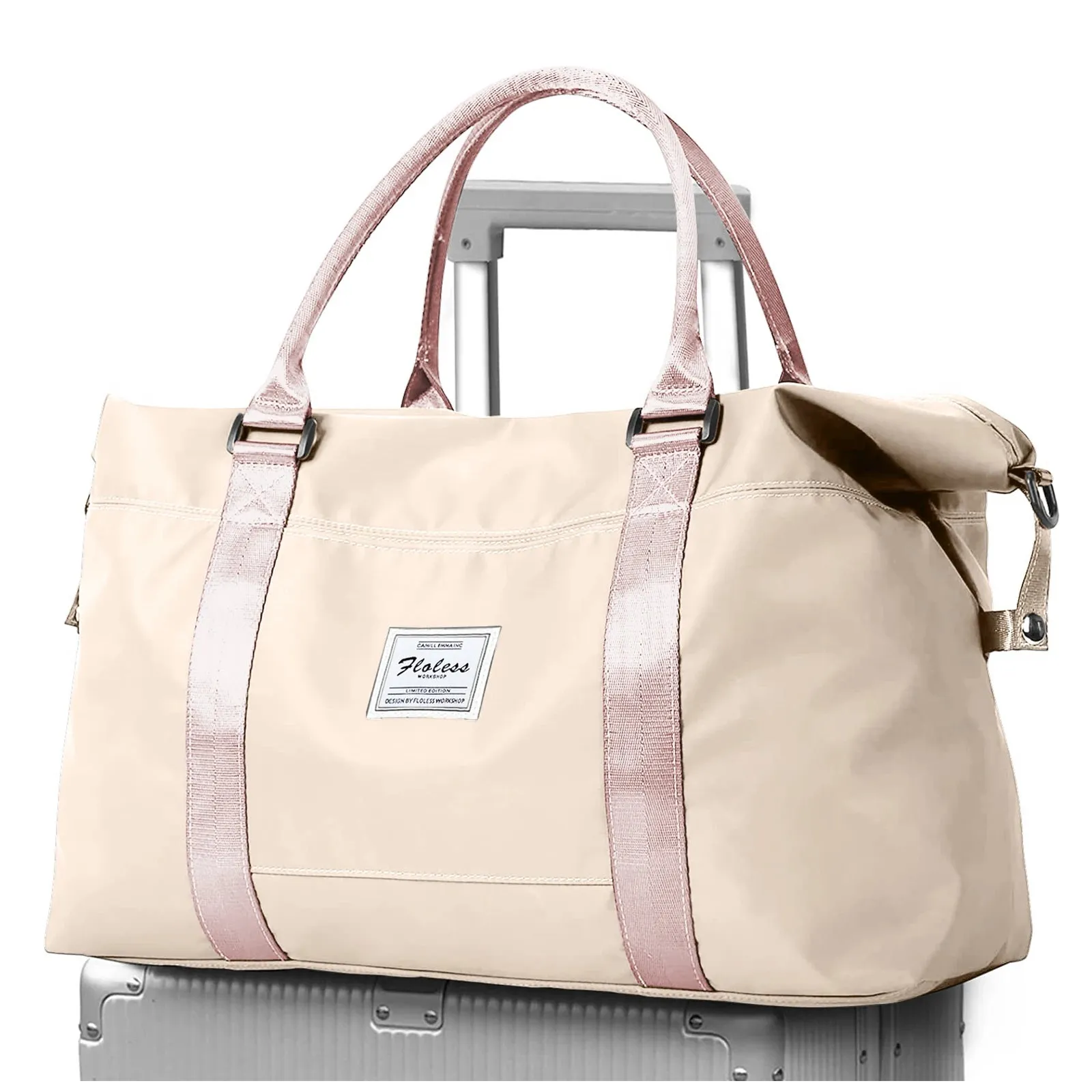 Travel Duffel Bag, Sports Tote Gym Bag, Shoulder Weekender Overnight Bags for Women with Trolley Sleeve, Foldable Carry on Bag