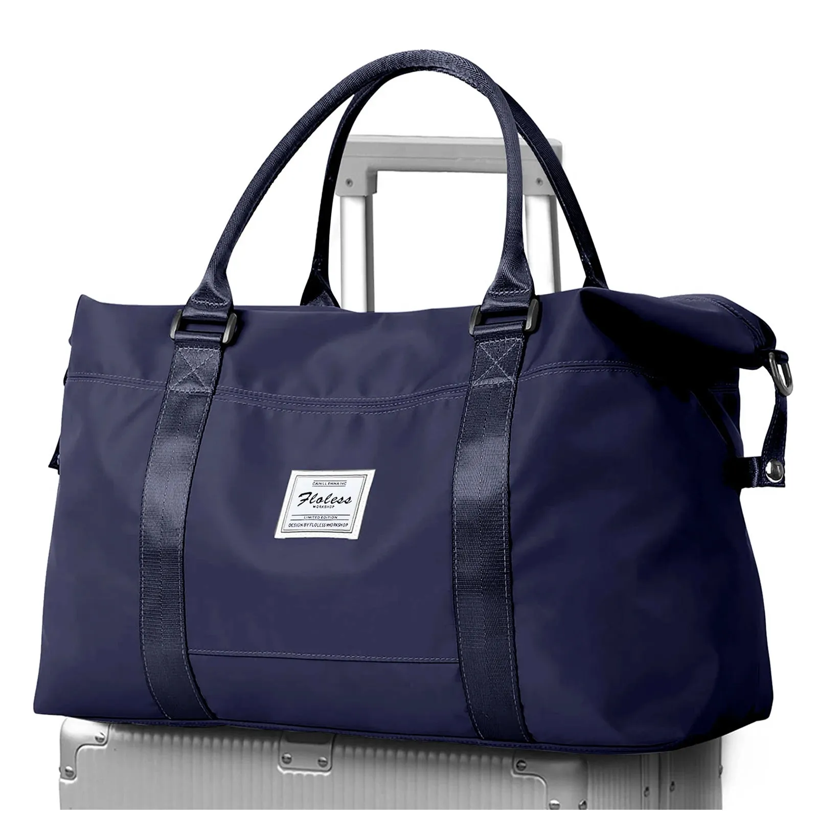 Travel Duffel Bag, Sports Tote Gym Bag, Shoulder Weekender Overnight Bags for Women with Trolley Sleeve, Foldable Carry on Bag