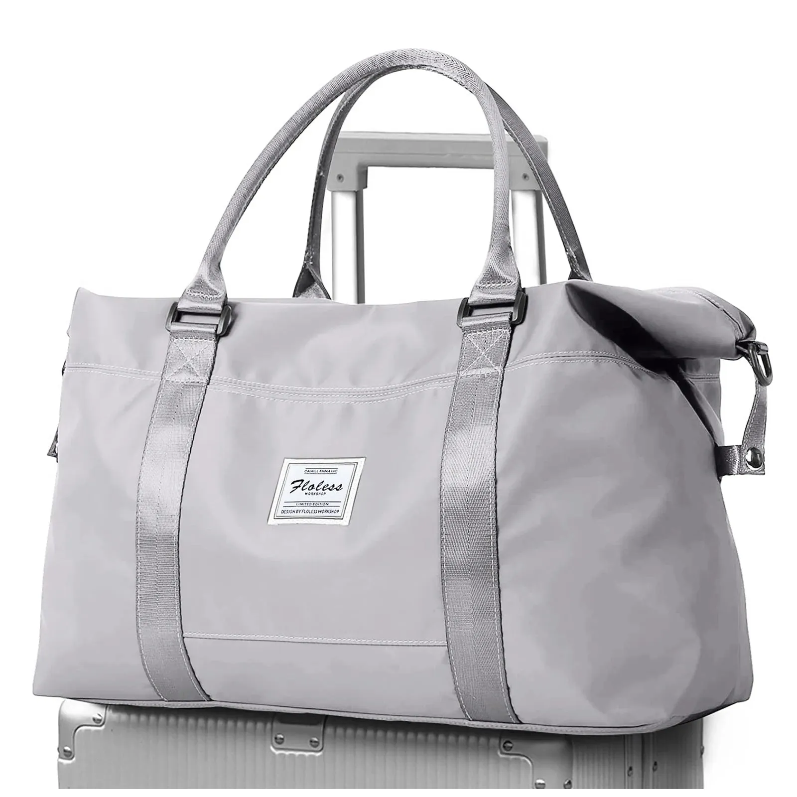 Travel Duffel Bag, Sports Tote Gym Bag, Shoulder Weekender Overnight Bags for Women with Trolley Sleeve, Foldable Carry on Bag