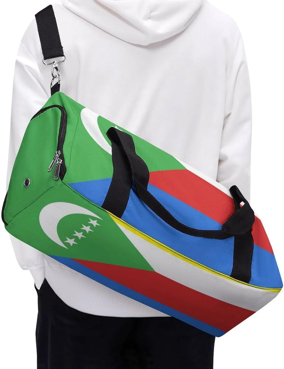 Travel Duffel with Comoros Flag for Boys Girls Waterproof Shoe Compartment
