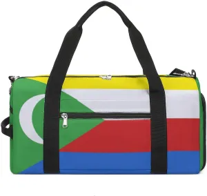Travel Duffel with Comoros Flag for Boys Girls Waterproof Shoe Compartment