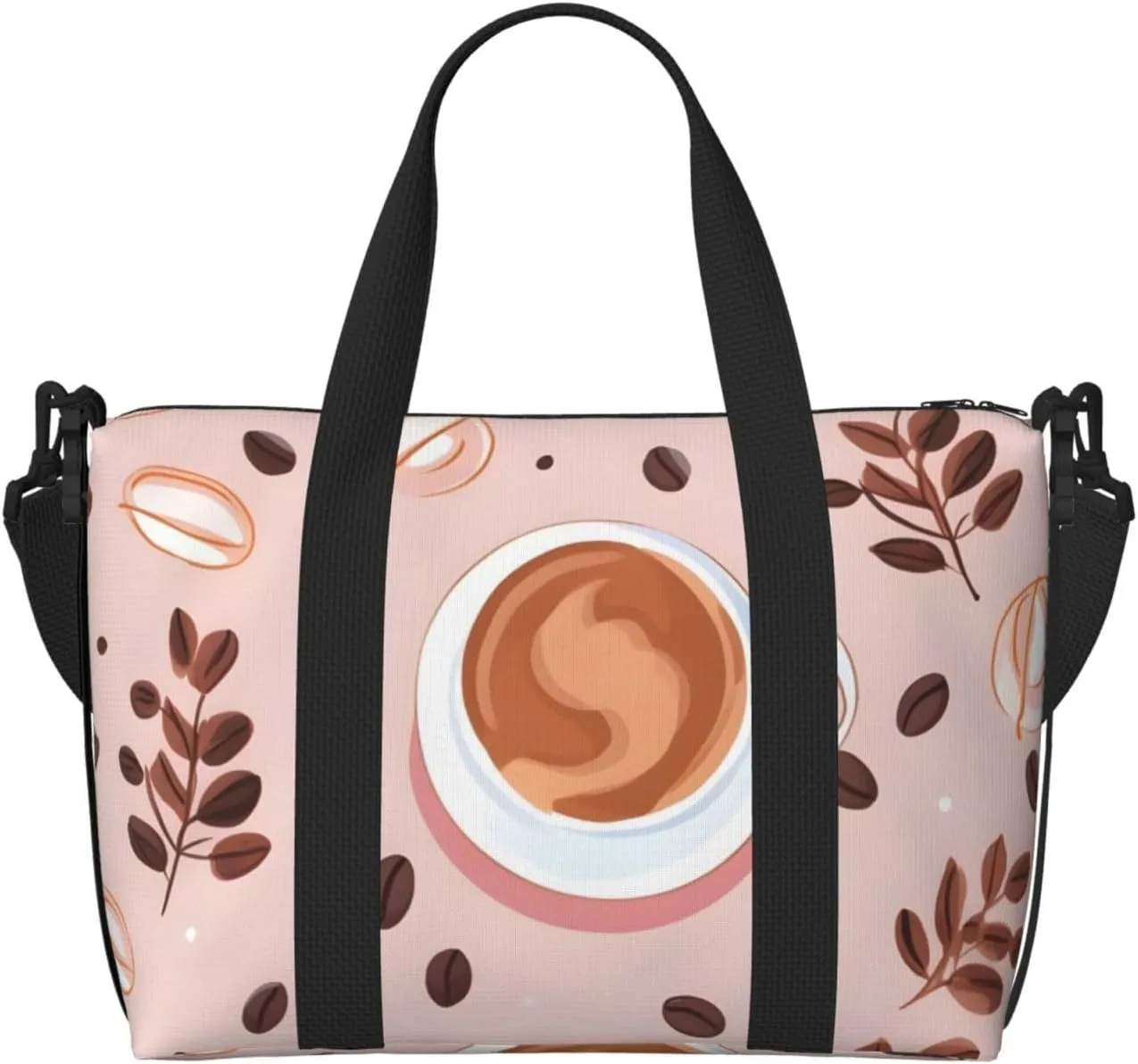 Travel Duffle Bag Coffee Bean Leaf Weekender Overnight Bags Luggage Bag for Women Men Waterproof Sports Gym Bag Hand Bag with Shoulder Strap