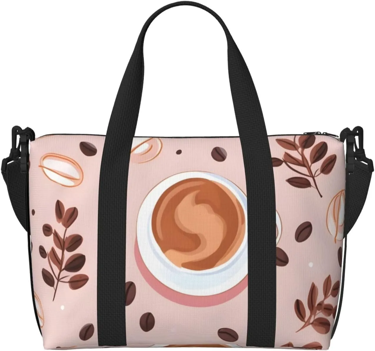Travel Duffle Bag Coffee Bean Leaf Weekender Overnight Bags Luggage Bag for Women Men Waterproof Sports Gym Bag Hand Bag with Shoulder Strap