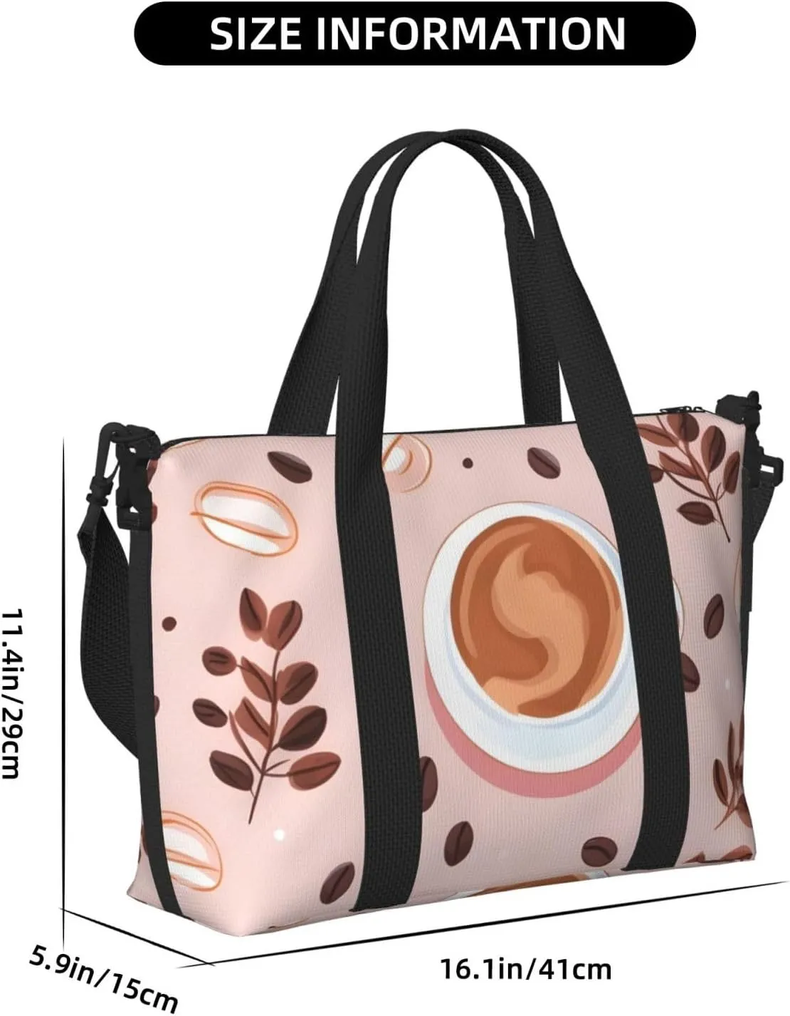Travel Duffle Bag Coffee Bean Leaf Weekender Overnight Bags Luggage Bag for Women Men Waterproof Sports Gym Bag Hand Bag with Shoulder Strap