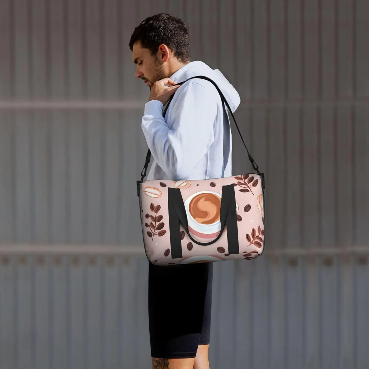Travel Duffle Bag Coffee Bean Leaf Weekender Overnight Bags Luggage Bag for Women Men Waterproof Sports Gym Bag Hand Bag with Shoulder Strap